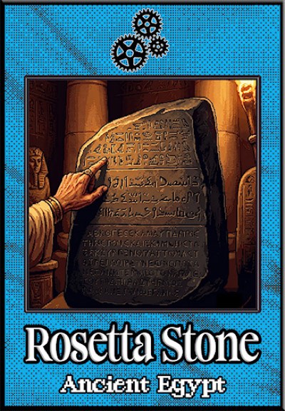 The Rosetta Stone card from Shoulders of Giants